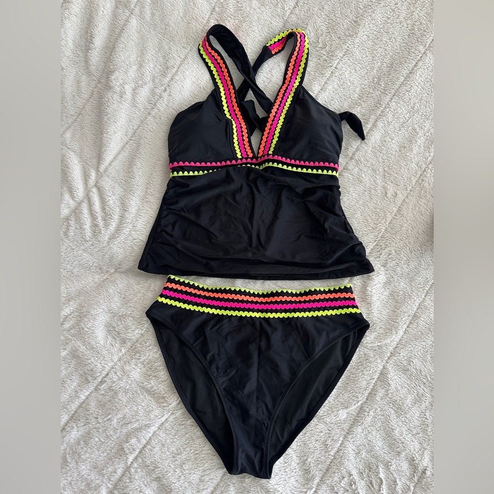 Popvil High Waisted Tankini Size XL Bright Colors